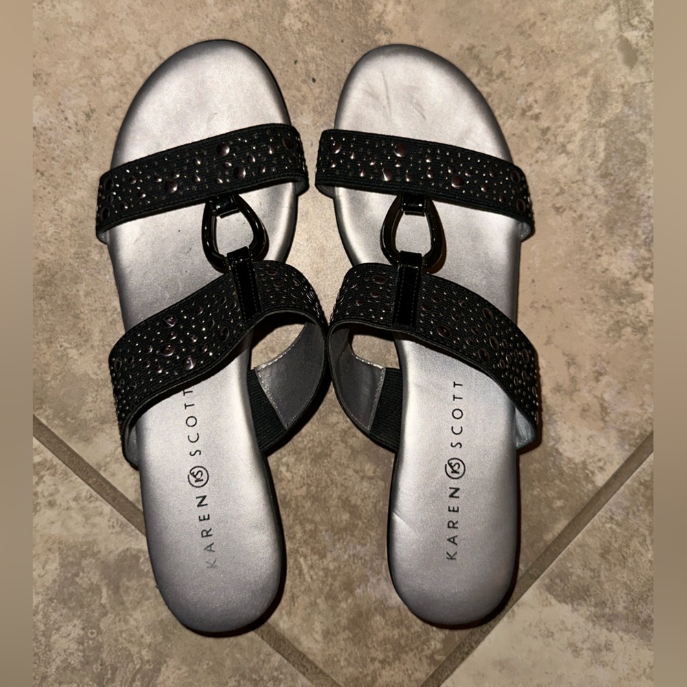 Karen Scott Black Glittery Sandals
